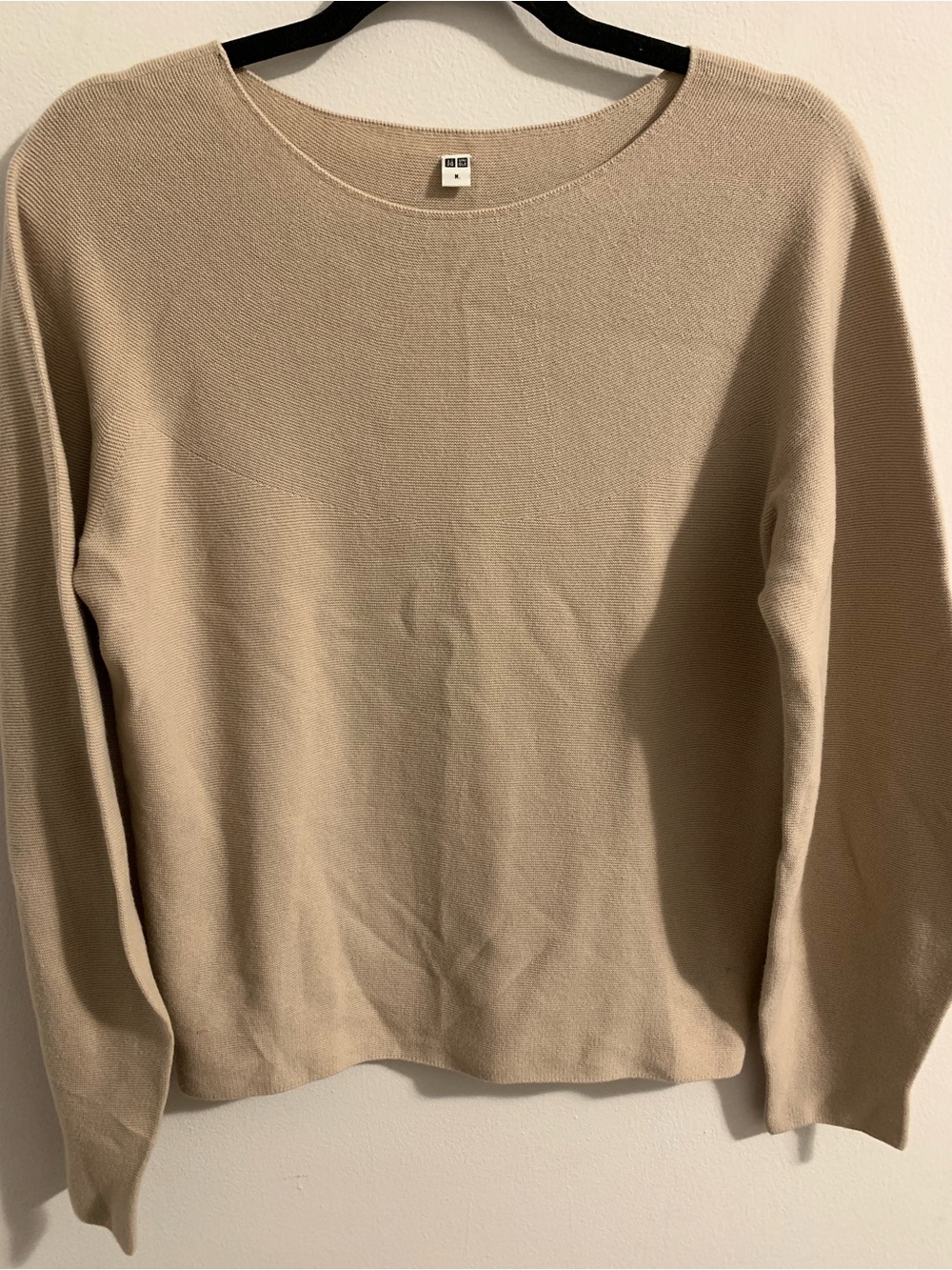 Uniqlo Beige Crewneck Cotton Sweater
